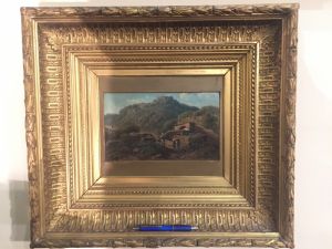 Paesaggio (olio su cortoncino) firmato Emilio Donnini